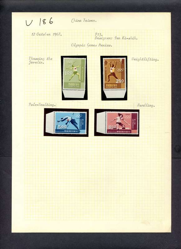 Taiwan - 4 Stamps Mounted (Hinged) On Old Album Page