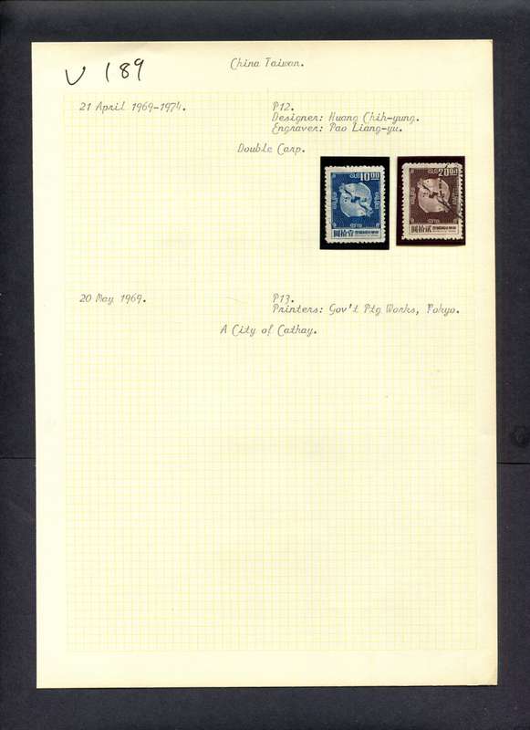 Taiwan - 2 Stamps Mounted (Hinged) On Old Album Page