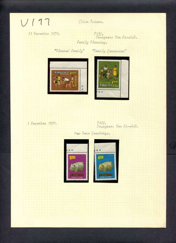 Taiwan - 4 Stamps Mounted (Hinged) On Old Album Page