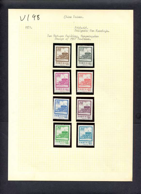 Taiwan - 8 Stamps Mounted (Hinged) On Old Album Page