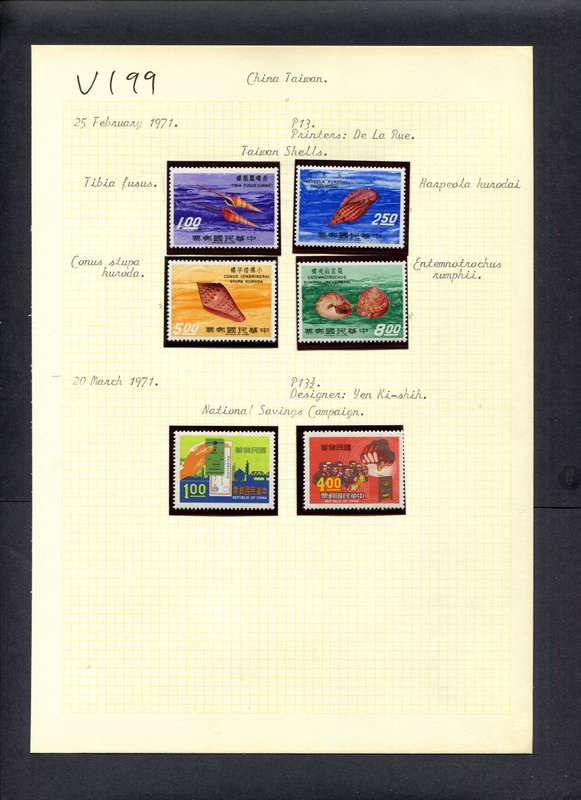 Taiwan - 6 Stamps Mounted (Hinged) On Old Album Page