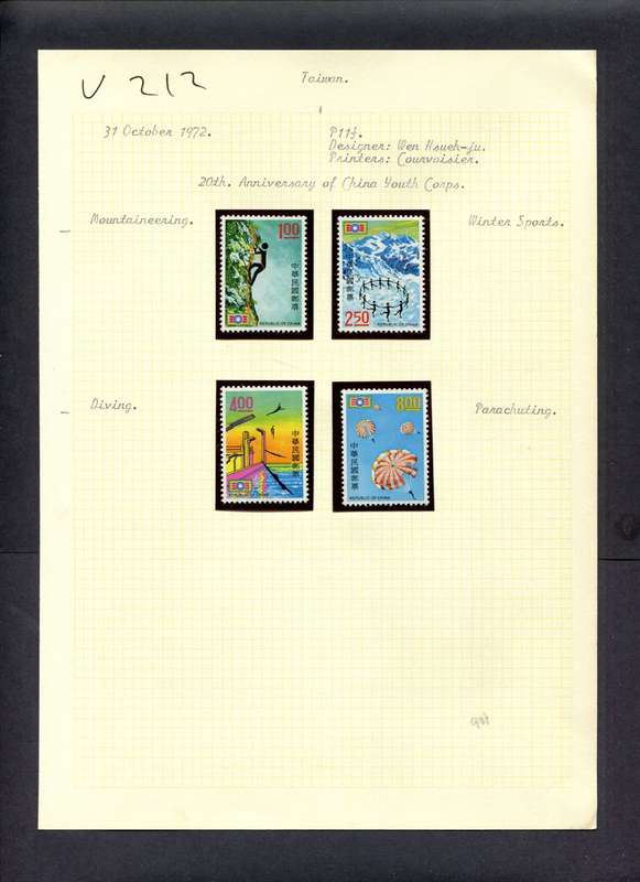 Taiwan - 4 Stamps Mounted (Hinged) On Old Album Page