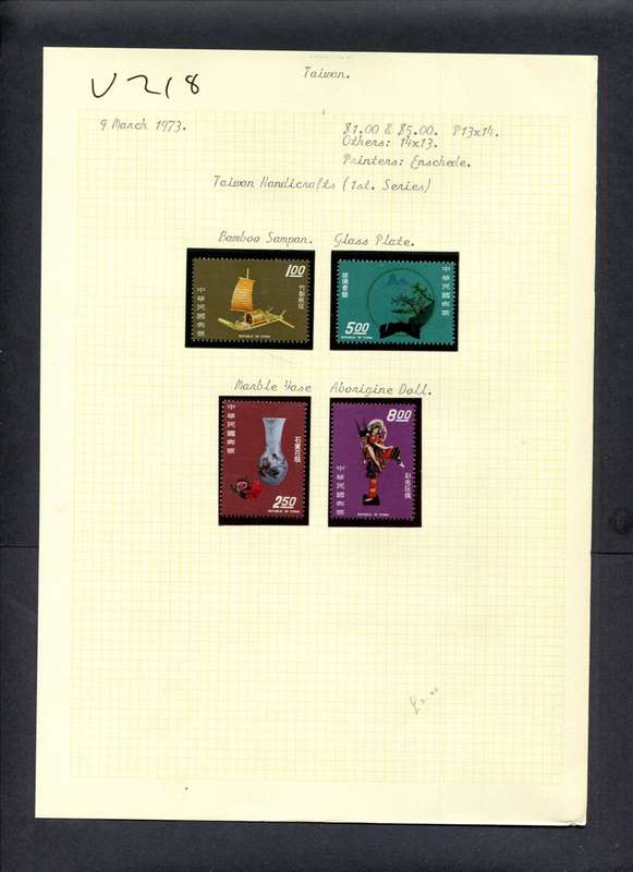 Taiwan - 4 Stamps Mounted (Hinged) On Old Album Page