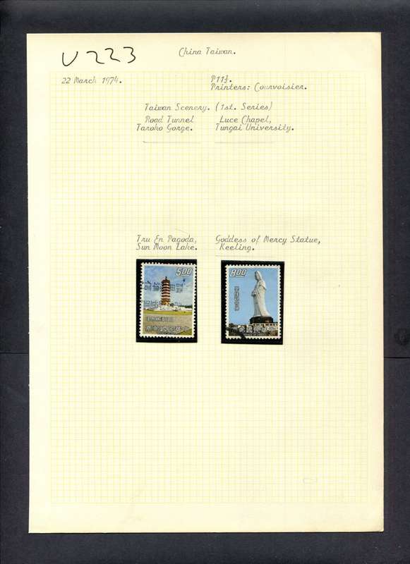 Taiwan - 2 Stamps Mounted (Hinged) On Old Album Page