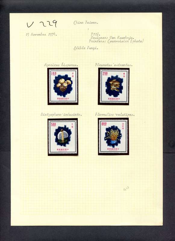 Taiwan - 4 Stamps Mounted (Hinged) On Old Album Page
