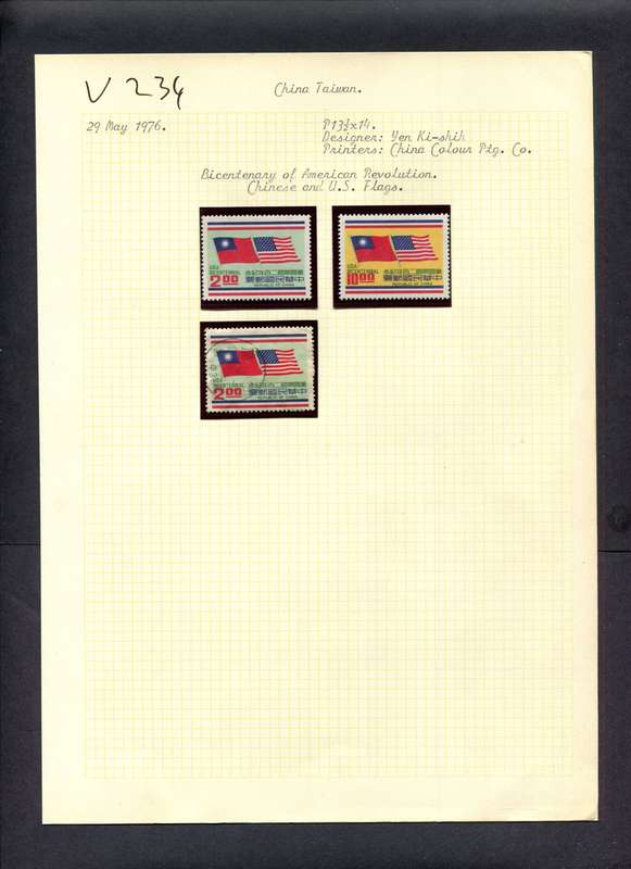 Taiwan - 3 Stamps Mounted (Hinged) On Old Album Page