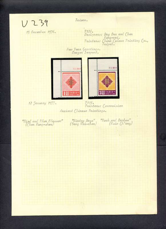 Taiwan - 2 Stamps Mounted (Hinged) On Old Album Page