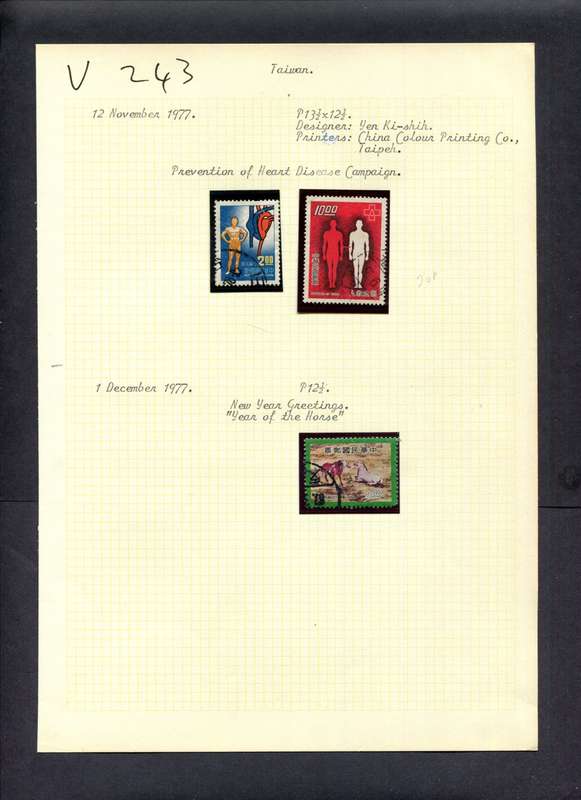 Taiwan - 3 Stamps Mounted (Hinged) On Old Album Page