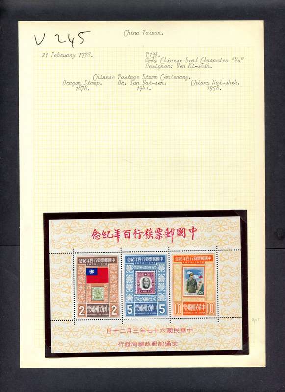 Taiwan - 1 Miniature Sheet Mounted (Hinged) On Old Album Page