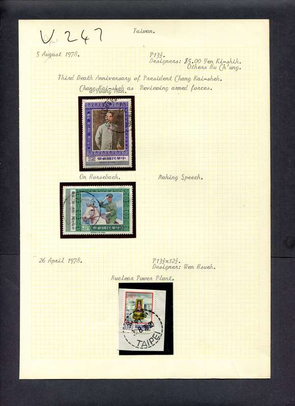 Taiwan - 3 Stamps (Hinged) On Old Album Page