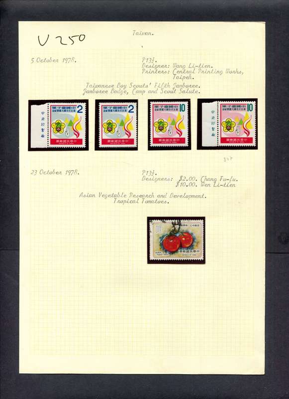 Taiwan - 5 Stamps (Hinged) On Old Album Page