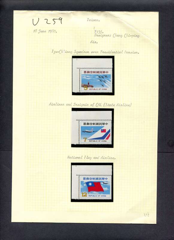 Taiwan - 3 Stamps (Hinged) On Old Album Page