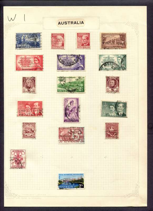 Australia - 18 Stamps Mounted (Hinged) On Album Page