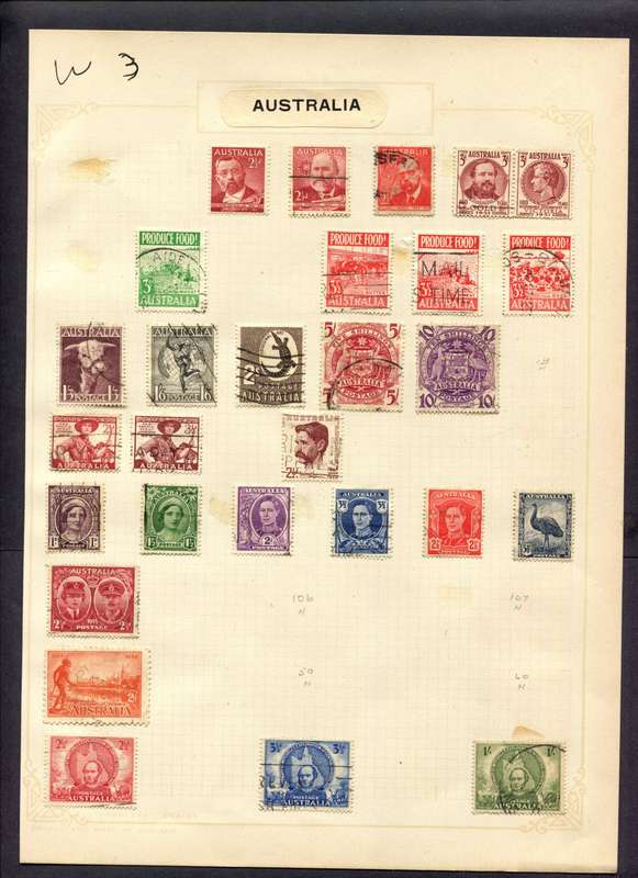 Australia - 28 Stamps Mounted (Hinged) On Album Page