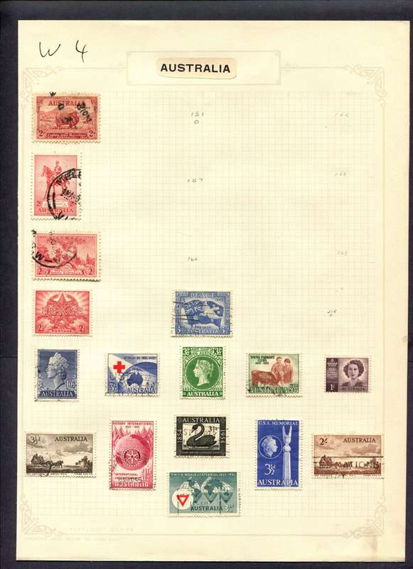 Australia - 16 Stamps Mounted (Hinged) On Album Page