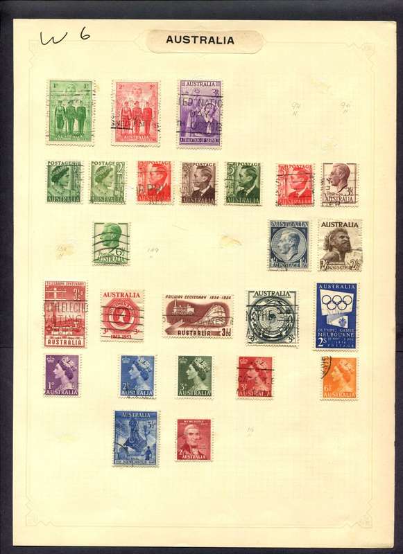 Australia - 25 Stamps Mounted (Hinged) On Album Page
