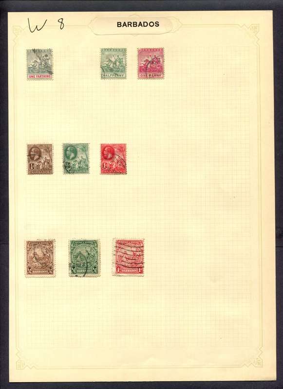 Barbados - 9 Stamps Mounted (Hinged) On Album Page