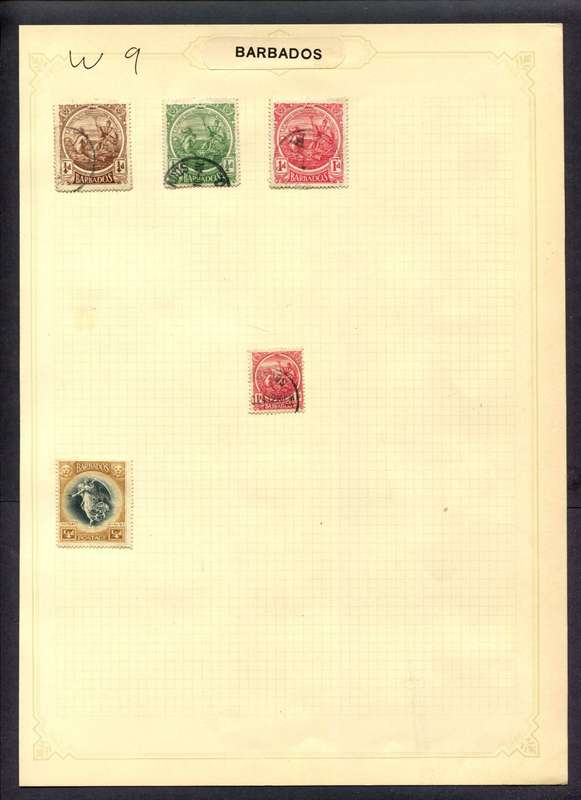 Barbados - 5 Stamps Mounted (Hinged) On Album Page