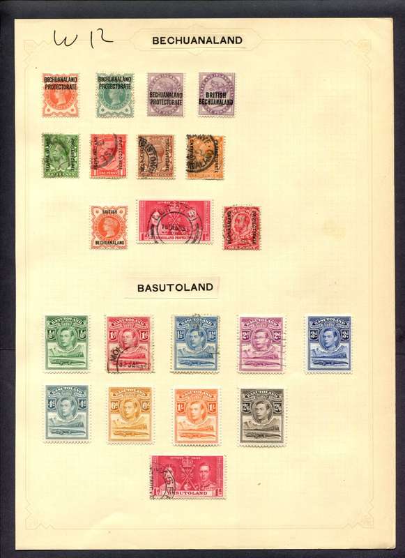Bechuanaland/Basutoland - 21 Stamps Mounted (Hinged) On Album Page