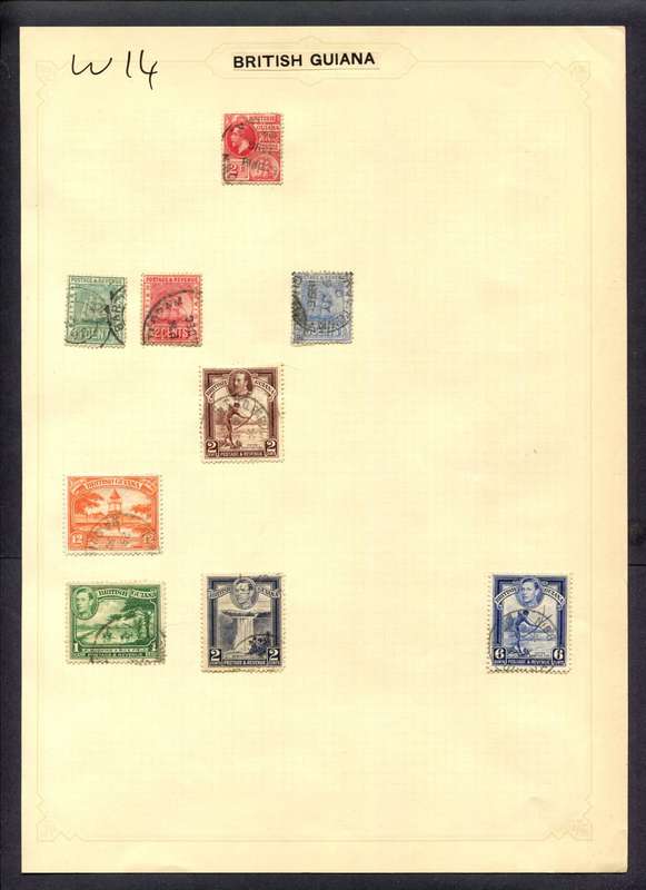 British Guiana - 9 Stamps Mounted (Hinged) On Album Page