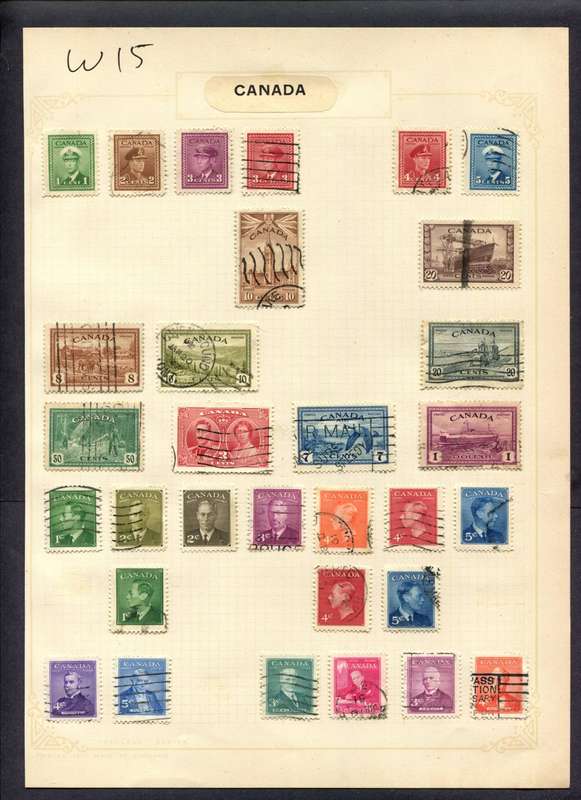 Canada - 31 Stamps Mounted (Hinged) On Album Page