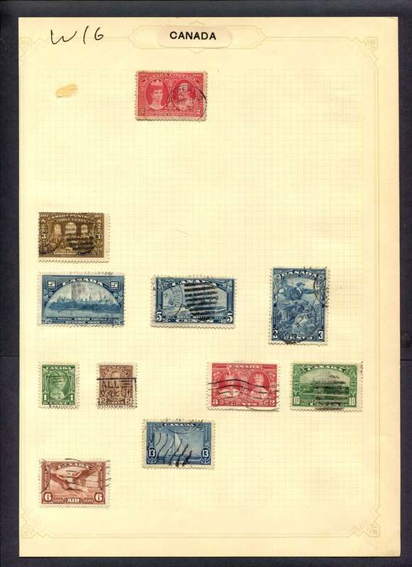 Canada - 11 Stamps Mounted (Hinged) On Album Page