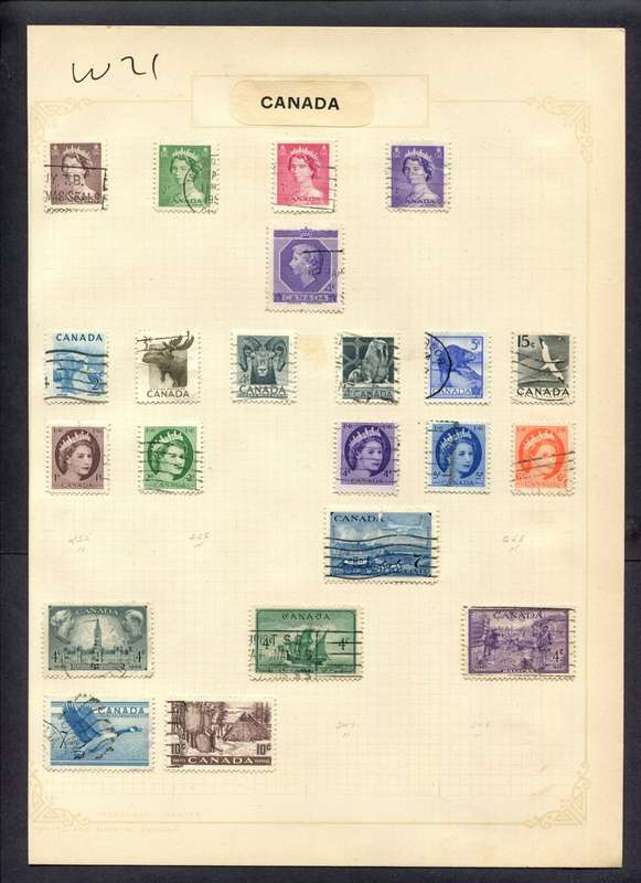 Canada - 22 Stamps Mounted (Hinged) On Album Page