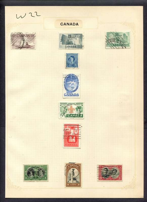 Canada - 10 Stamps Mounted (Hinged) On Album Page