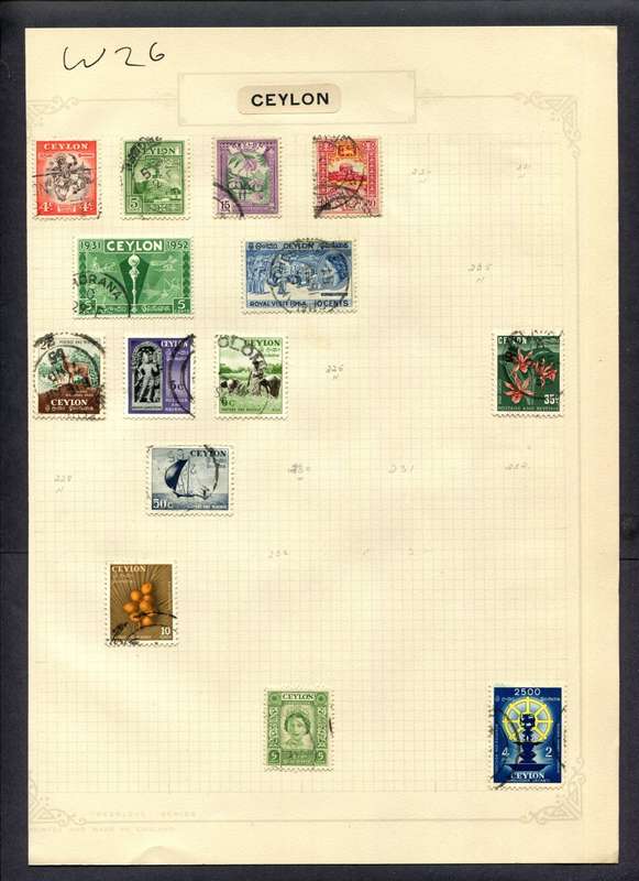 Ceylon - 14 Stamps Mounted (Hinged) On Album Page