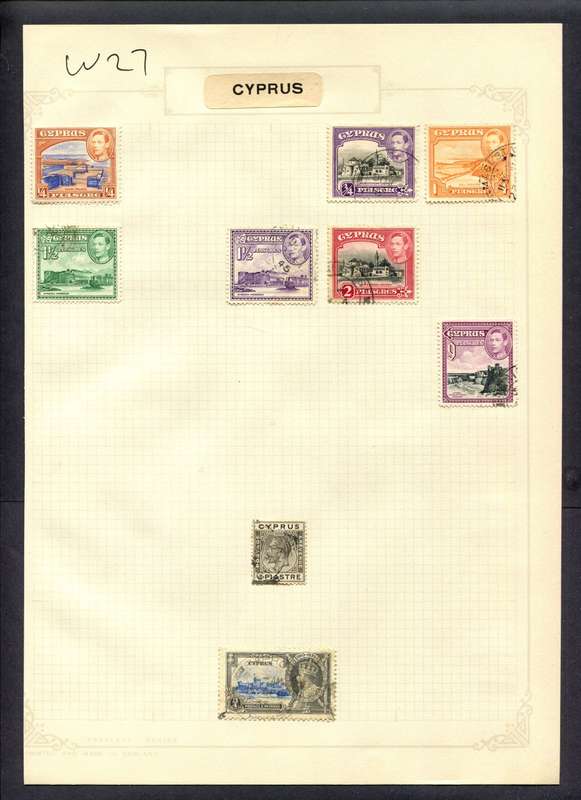Cyprus - 9 Stamps Mounted (Hinged) On Album Page