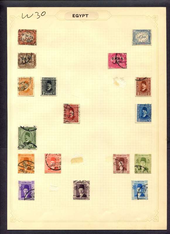 Egypt - 17 Stamps Mounted (Hinged) On Album Page