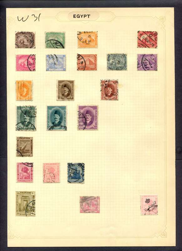 Egypt - 22 Stamps Mounted (Hinged) On Album Page