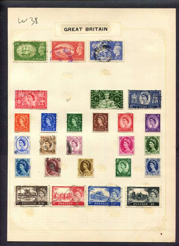 Great Britain - 26 Stamps Mounted (Hinged) On Album Page