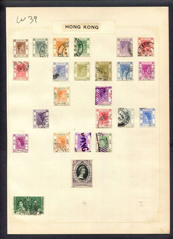 Hong Kong - 24 Stamps Mounted (Hinged) On Album Page