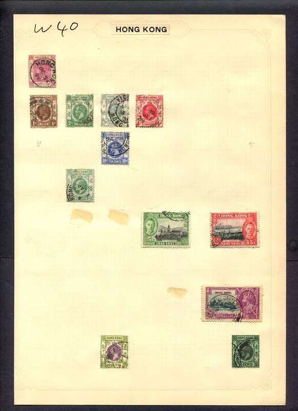 Hong Kong - 12 Stamps Mounted (Hinged) On Album Page