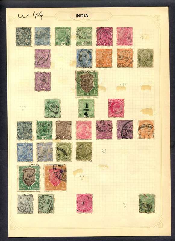 India - 33 Stamps Mounted (Hinged) On Album Page