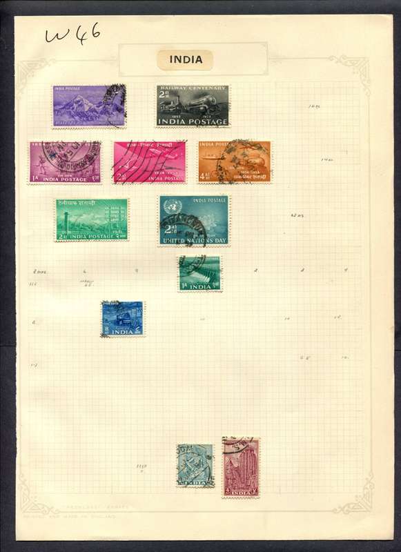 India - 11 Stamps Mounted (Hinged) On Album Page