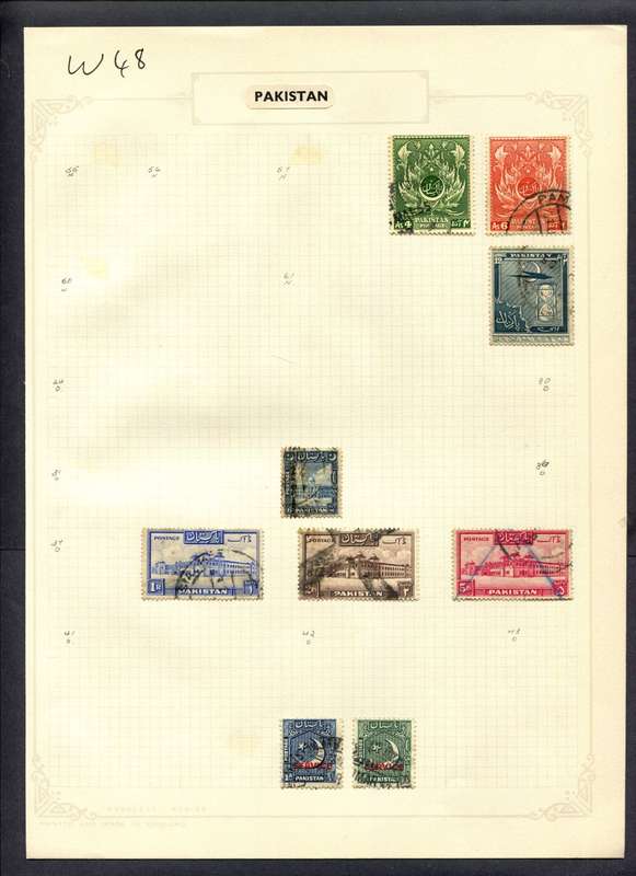 Pakistan - 9 Stamps Mounted (Hinged) On Album Page