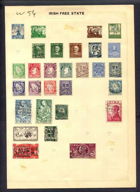 Ireland - 29 Stamps Mounted (Hinged) On Album Page