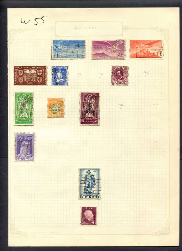 Ireland - 12 Stamps Mounted (Hinged) On Album Page