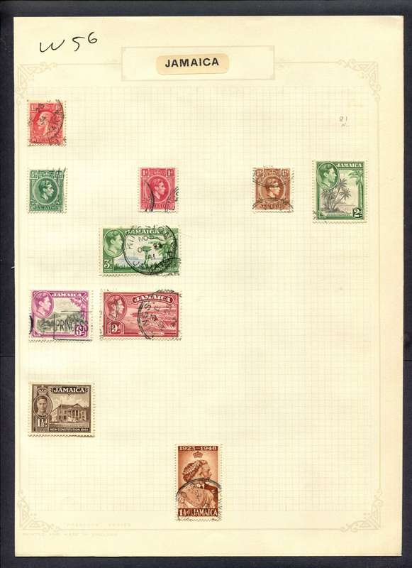 Jamaica - 10 Stamps Mounted (Hinged) On Album Page