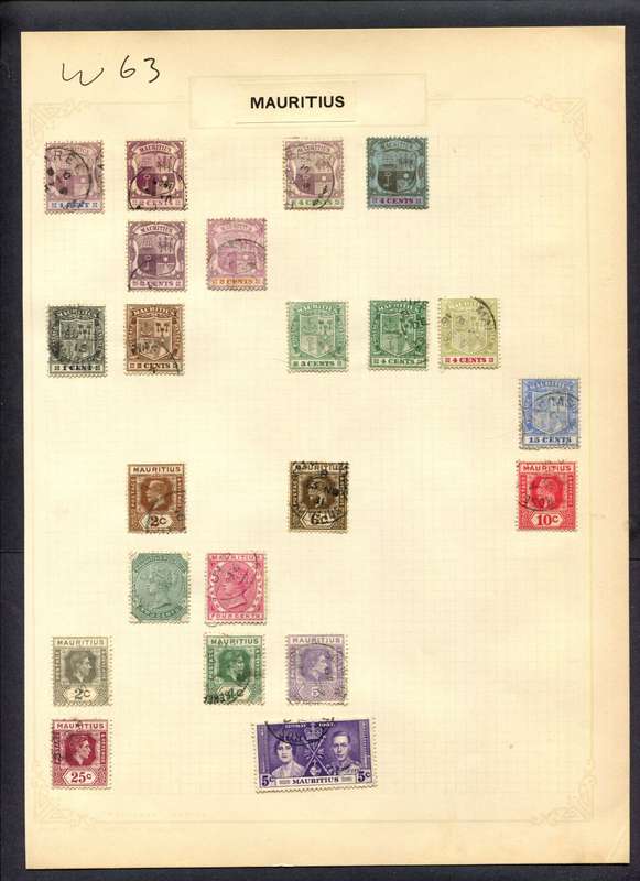 Mauritius - 22 Stamps Mounted (Hinged) On Album Page