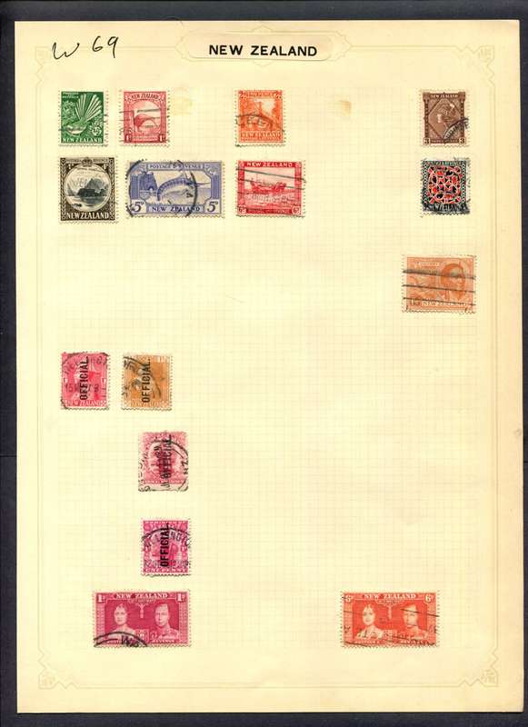 New Zealand - 15 Stamps Mounted (Hinged) On Album Page