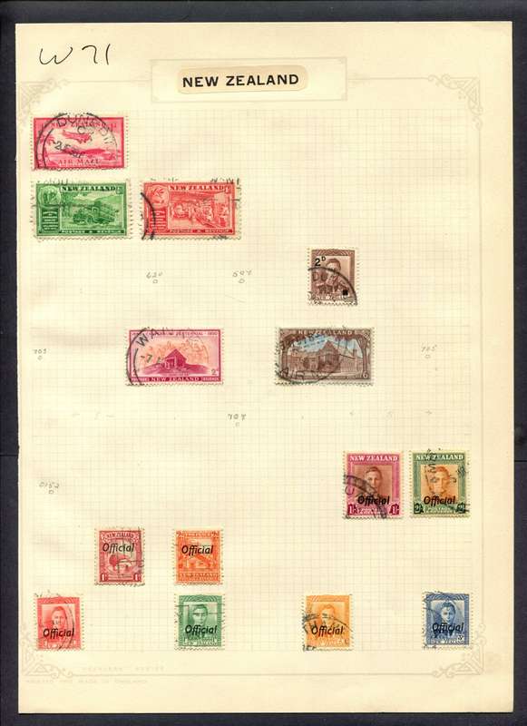 New Zealand - 14 Stamps Mounted (Hinged) On Album Page