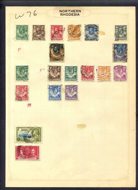 Northern Rhodesia - 19 Stamps Mounted (Hinged) On Album Page