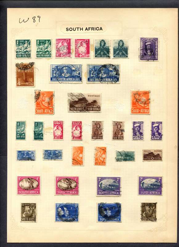 Union of SA - 35 Stamps Mounted (Hinged) On Album Page
