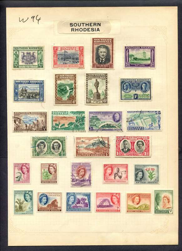 Southern Rhodesia - 27 Stamps Mounted (Hinged) On Album Page