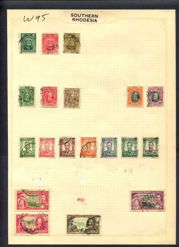 Southern Rhodesia - 19 Stamps Mounted (Hinged) On Album Page