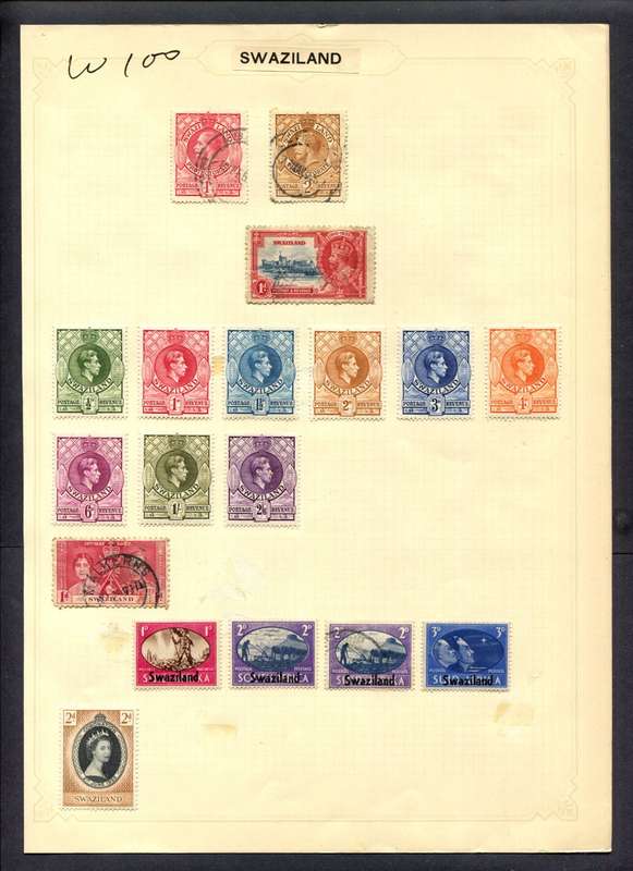 Swaziland - 18 Stamps Mounted (Hinged) On Album Page