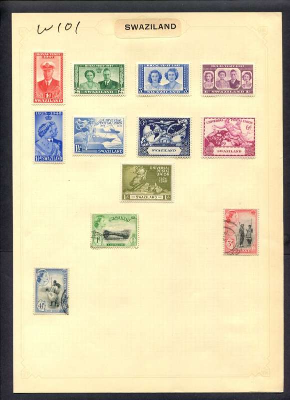 Swaziland - 12 Stamps Mounted (Hinged) On Album Page